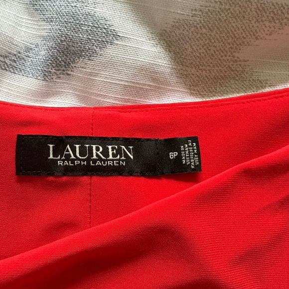 Ralph Lauren Red Ruched Sheath Dress Cowl Neck - Picture 4 of 6